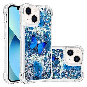 LEMAXELERS Liquide Coque pour iPhone 14 Plus 6.7", Paillette Brillante Quicksands Liquide Transparente Antichoc &Eacute;tui de Protection Silicone TPU Case Housse pour iPhone 14 Plus, YBLS Die (LEMAXELERS, neuf)
