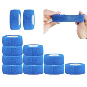 ANAMPION Bandage Autoadhésif 12Rouleaux, 2.5cmx4.5m Bande Cohesive pour Les Humains Et Les Animaux, Bande Strapping Adhésif pour Gonflement Des Chevilles, Sports (Bleu) (ANAMPION-EU, neuf)