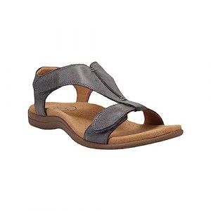 Sandales Femme Été Chaussure Orthopédiques En Cuir De Marche Confortable À Bout Ouvert Sandale Randonnee Chaussures Loisirs Ete Pieds Larges (Grey,40) (WOZOW, neuf)