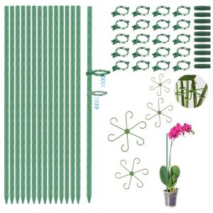 90PCS Tuteur Plante Interieur Tuteurs Plantes Monstera Grimpante Orchidée Exterieur Jardin Tomate Piquet + 4 Support Plante Tiges Plant Support Fixation de Croissance 30CM avec Clips & Connecteur (elorlay, neuf)