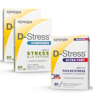 Pack « Nervosité » | 1 D-Stress ULTRA FORT 20 Sachets + 2 D-Stress COMPRIMÉS | Gestion des Pics de Stress et de la Nervosité | Laboratoire Synergia (S.A.S. Synergia, neuf)