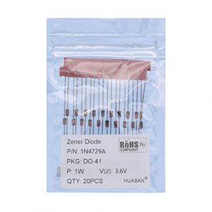 HUABAN 20PCS 1N4729A 1N4729 Diode Zener de puissance planaire en silicium 1W 3.6V DO-41 (DO-204AL) Axial Diodes 1 Watt 3.6 Volt (SHEN ZHEN ERIC ELECTRONICS TECHNOLOGY LIMITED, neuf)