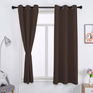 WUXXIANG Lot de 2 Rideau Occultant Thermique 70 x 150 cm Isolant Phonique et Thermique, Rideaux Cuisine Rideau Passe Tringle, avec Cravates, pour Cuisine Chambre, &lrm;Marron (LvLiangShiLiShiQuXiangXiangMaoYiYouXianGongSi, neuf)