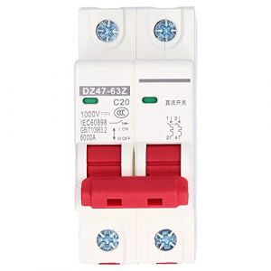 Disjoncteur DC 1000V 20A pour Solaire, DZ47-63Z 2P pour Syst&egrave;me Photovolta&iuml;que, Protection Surcharge Montage Rail DIN (Jenngaoo, neuf)