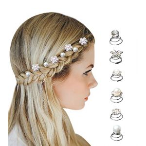 Surplex 72 pcs Épingles à Cheveux en Spirale, Mini Strass Belle Fleur de Cristal de Perle Twists Cheveux Clips Pins Spirales pour Le Décor deFête de Mariage Bijoux de Mariée, 6 Styles (DecorBella-EU, neuf)
