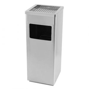 HUOLE Poubelle à Cendrier d'Hôtel Poubelle de Recyclage Ordure Déchet Extérieur Ecole Unité Bureau Restaurant Hôpital -24 * 24 * 60 cm 35L-argent (2 PC) (Hechheu, neuf)