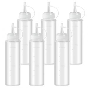 LiuHancsqd 6 Pcs Recipient Sauce Vinaigrette, 240ML Bouteille &agrave; Condiments, Flacon Doseur Sauce, Presser Bouteilles en Plastique avec Bouchon pour Vinaigre Huile d'Olive Ketchup Mayonnaise (LiuHancsqd, neuf)