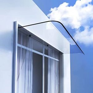 Zlovne Marquise Porte d'Entrée,Auvent de Fenêtre en Polycarbonate Transparent UV Protection,Auvent de Porte et Fenêtres Épaissi Imperméable,Marquise Solaire Abri Banne Incurvé (40x160cm/16 x63) (zhenguIdian, neuf)