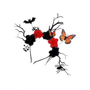 Coiffe r&eacute;glable en bois de cerf avec chauve-souris en r&eacute;sine - Accessoire pour cheveux pour Halloween - Taille r&eacute;glable - Coiffe d'Halloween (SEAxie, neuf)