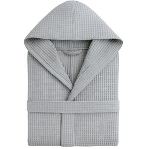 Peignoir Nid d'Abeille Femme et Peignoir Nid d'Abeille Homme en Coton avec Capuche Poches et Ceinture, L&eacute;ger et pour Voyage S-XXXL, gris, S/M (Pandesia store, neuf)