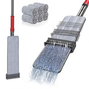 MASTERTOP Balai Essoreur Microfibre, Serpillère Plate Mains Libres pour Nettoyage du Sol, Balai Rotatif avec 6 Tampons en Microfibre Réutilisables (MASTERTOP, neuf)
