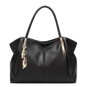 Pahajim Sac Cabas Femme Grand Sac Bandoulière Femme Pu Cuir Sac Fourre Tout Shopper Souple pour le Shopping, le Travail et les Voyages(Noir) (Pahajim, neuf)