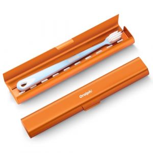 Oralphi &Eacute;tui Brosse &agrave; Dent Voyage en Aluminium, Boite Brosse a Dent Portable,Protege Brosse a Dents Manuelle&ndash;Id&eacute;al pour Voyage,Salle de Bain,Camping et d'affaires,Orange (Oralphi-FR, neuf)