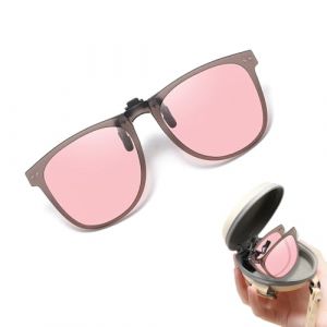 Wnddle Clip Lunettes Conduite de Nuit Polaris&eacute;es, Clip Lunettes de Soleil Polaris&eacute;es, Clip Solaire, Relevable et Ultra l&eacute;ger, pour Hommes Femmes pour la Conduite et Les Activit&eacute;s de Plein air (Rose) (Akane sleeve, neuf)