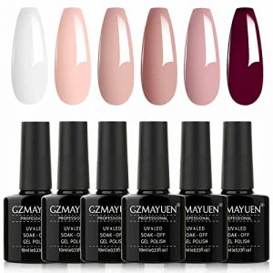 GZMAYUEN Vernis Semi Permanent Lot 6 Couleur Gel Ongle UV Blanc Rose Nude Violet Vernis Semi Pastel Vernis &agrave; Ongles Soak Off UV/LED French Gel Nail Polish Set 10ml (CHAOBEAUTY, neuf)