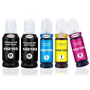 HenceBuy 102 104 Encre Compatible avec Epson 104 & Epson 102 Bouteille d'encre Multipack pour Ecotank ET-2870 ET-2820 ET-2850 ET-2856 ET-2810 ET-2826 ET-3850 ET-4850 ET-4856 ET-2750 ET-2720 ET-2710 (Dunchi-EU, neuf)