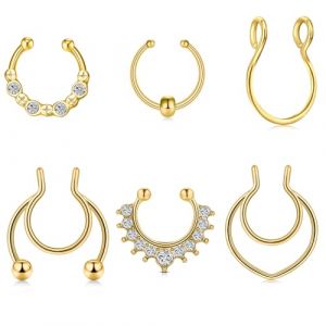 MODRSA Faux Septum Or Acier Inoxydable Piercing Septum Bijoux Clip pour Femmes Faux Septum Piercing Faux Septum Anneau Faux Septum Piercing Bijoux (MODRSA Jewelry, neuf)