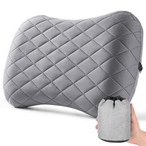Oreiller Gonflable, Oreiller de Voyage, Oreiller Camping, Oreiller de Plage, Oreiller de Voyage Gonflable, Oreiller Gonflable Camping – Avec sac de transport pratique, ultra-léger & compact (gris) (CIOBA MISU, neuf)