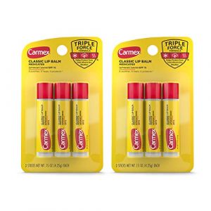 Baume à lèvres médicamenteux Carmex 250 ml (2 paquets de 3) - Protection solaire SPF 15 - Apaisant - Lip Balm (CorpoeCapelli, neuf)