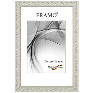 FRAMO Cadre photo baroque 56 x 76 cm en bois massif | Vieux-Blanc Argent | Couleur/taille sélectionnable | Cadre antique vintage rétro N°090 (Framecenter24_online, neuf)
