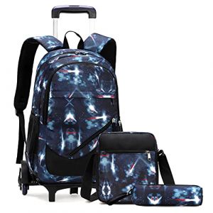 SYDARSYN Trolley Sacs à Dos Roulant Chariot Cartable à roulettes Sac d'école Primaire avec 6 Roues Sac à Dos étanche pour Garçons Filles Aller à l'école Voyage (SYDARSYN, neuf)