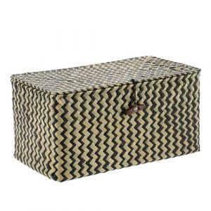 OLegei Panier de rangement en osier panier avec couvercle panier pour étagère boîte de rangement organisateur de table (31 x 18 x 15cm) noir (SunGiRay, neuf)