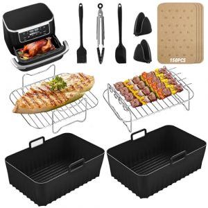 XUNIVERS Accessoires pour Air Fryer, Silicone Air Fryer Mould Accessories for Ninja Foodi AF400EU, Af400EU,Tower 7.6L/8L/9L/9.5L,Pain, Grille Racks etc,Sans BPA, Passe au Lave-Vaisselle (HORVATHHGFHGV S.R.L., neuf)