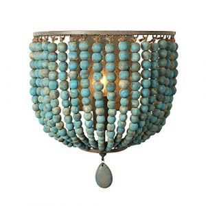 Newrays Applique murale en perle de bois vintage gris bleu finition r&eacute;tro antique avec filaire pour luminaires (Newrays Direct, neuf)