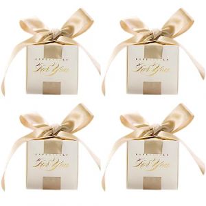 Boite Dragees Mariage 30 Pièces Boîtes à Dragées Baptême Boîtes de Faveur de Mariage Fête Boite Cadeau avec Ruban pour Mariage, Anniversaire, Bapteme, Communion, Graduation, Fête, Noël (Champagne) (Wuuooei Direct, neuf)