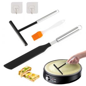 TAIXING Rateau Crepe 19.5 cm, Kit Etaleur Crepe et Spatule, Distributeur de P&acirc;te Acier Inoxydable 304 en Forme de T pour Cuisine &agrave; Domicile, Outils de Cuisson, avec Pinceau &agrave; Huile, Crochet Adh&eacute;sif (TaiXIN, neuf)