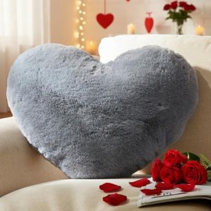 Yhoelata Coussin Coeur Gro&szlig;, Coussin en Forme de Coeur Gris, Oreiller C&oelig;ur Coussins D&eacute;coratif en Peluche, Coussins D&eacute;coration Canap&eacute;, Deco Chambre Ado Fille, 38x48 cm (Yhoelata, neuf)