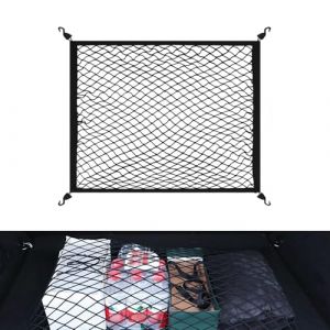 ROEOWENE Filet de Coffre de Voiture 80x60cm Filet de Bagages avec 4 Crochets Filet de Chargement Elastique Filet de Cargaison Organisateur Filet de Rangement Voiture Maille pour Camions, SUV (ROEOWENE LLC, neuf)