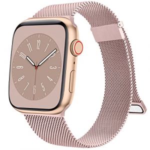 Oumida Bracelet pour Apple Watch 49mm 45mm 41mm 44mm 40mm 42mm 38mm, Métal Bracelets en Acier Inoxydable avec Aimant pour iWatch SE/Apple Watch Series 8 7 6 5 4 3 2 1 Ultra (38/40/41mm, Rose) (PanShiYunDong, neuf)