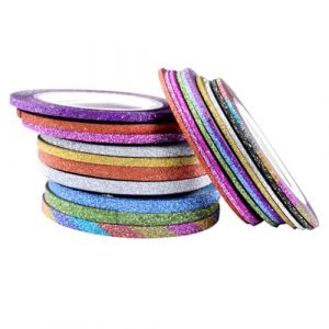 FRCOLOR 30 Pièces Autocollant adhésif ligne de sable doré lignes de ruban à ongles bandes double accessoires colle ongles décor de manucure ruban adhésif pour ongles poudre d'or (Laners, neuf)