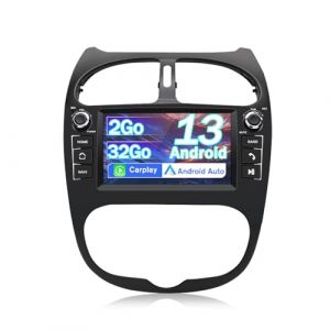 Hexinex Autoradio Android 13 pour Peugeot 206 206cc (2002-2010)【2Go+32Go】 avec Carplay Android Auto 7 Pouces Écran HD Tactile FM/WiFi/Bluetooth/Commande au Volant/Aide au Stationnement (happyx2, neuf)