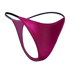 SilRiver Culotte String Femme en Satin de Soie &ndash; Coupe Seconde Peau pour Un Confort Longue Dur&eacute;e et Lingerie Douce (Rose Violet, L) (SilRiver EU, neuf)