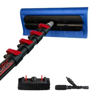 Aquascopic Manche T&eacute;lescopique Aluminium 10 m avec Racloir &agrave; Neige &ndash; Outil 2-en-1 L&eacute;ger, R&eacute;sistant, R&eacute;glable pour Enlever la Neige sur Toit, Voiture, Camping-Car, Abri (Lirrco, neuf)