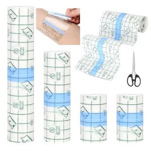 Lot de 4 rouleaux de film de tatouage, 15 cm/10 cm/5 cm x 2 m, imperm&eacute;ables, d&eacute;coupables, seconde peau, tatouage, cicatrisation, bandage adh&eacute;sif &eacute;tanche pour protection de la peau, douche, natation (XiangLaiTa, neuf)