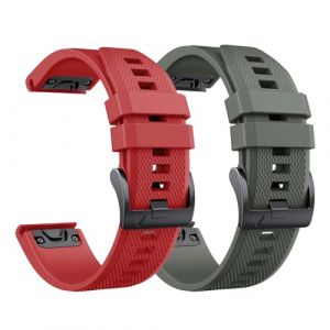 NotoCity Bracelet pour Garmin Fenix 5/6/7/7 pro/6 pro/5 plus, Bracelet Quickfit 22mm Compatible avec Garmin Forerunner 935/945/955/965, Epix Gen 2, Instinct/2, Approach S60, Quatix 5(Rouge/Vert armée) (NotocityEU, neuf)