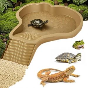 Abreuvoir Tortue Terrestre, Bol d'eau pour Reptiles avec &eacute;Chelle, Rampe Animaux Piscine, Accessoire De Distributeur d'eau pour Tortues Terrestres, Bassin De Douche pour Terrasse (Yellow) (YiYidose-Livraison sous 7 &agrave; 14 jours, neuf)