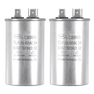 sourcing map Marche Condensateur Rond CBB65 12uF 12mfd 450V AC 40/85/21 Aluminium Coffret avec Terminal pour Climatisateur Compresseur Moteur Chaleur Pompe Condensateur 2Pcs (Weisser Berg, neuf)