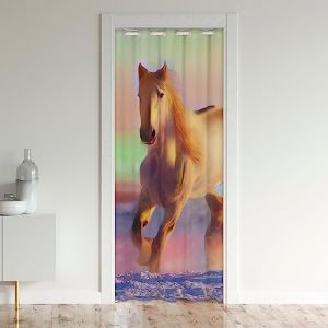 Cheval Rideau de Porte 106x203cm Galloping Cheval Rideaux Interieur Salon Chambre pour Chambre Salon Occultant Rideaux pour Ferme Animaux Sauvages Rideau de Porte 106x203cm Cheval Amants (Bofanshangmao, neuf)