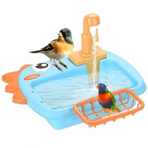 Baignoire Automatique pour Oiseaux, Fontaine de Bain Automatique pour perroquets, Baignoire Oiseaux Cage avec robinets pour Le Nettoyage et Le Bain des perruches de Petite (lanmijia, neuf)
