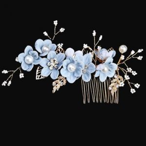 Accessoires pour cheveux de demoiselle d'honneur, peignes lat&eacute;raux pour cheveux de mariage, pi&egrave;ces de cheveux de mari&eacute;e, &eacute;pingles &agrave; cheveux &agrave; fleurs pour femmes de mariage (bleu) (LECTNORE FR, neuf)