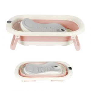 Baignoire Enfants Pliable XXL Avec Transat De Bain & Thermomètre Intégré,Baignoire Enfant Avec Siege De Bain,Baignoire enfants Sur Pied,Cadeau De Naissance Fille Ou Garçon (jusiZL, neuf)