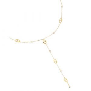 G&eacute;n&eacute;rique Collier en Y Femme Dor&eacute; Acier Inoxydable 316L Grain de Caf&eacute; Maille Marine Pampille Longue Strass Zircon &ndash; Ne Ternit Pas & Ne Noircit Jamais Id&eacute;e Cadeau &eacute;l&eacute;gant et romantique (La caverne d'Alibastinou, neuf)