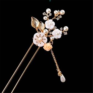 B&acirc;tons de cheveux, b&acirc;ton de cheveux, &eacute;pingles &agrave; cheveux chinoises, &eacute;pingle &agrave; cheveux b&acirc;ton de style r&eacute;tro longue frange &eacute;pingle &agrave; cheveux en bois b&acirc;ton de cheveux perles de perles Step Shake mari&eacute;e de (ZYHGDO, neuf)