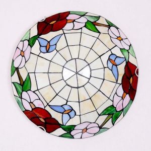 VECNUM Plafonniers De Chambre À Coucher Tiffany, Plafonnier De Salon Vintage, Plafonnier E27, Abat-Jour en Verre Fleur Pastorale, Éclairage De Plafond Rétro pour Salle De Bain De Couloir,40cm (quwoxiansuxiadianzishangwu, neuf)