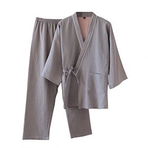 OWLONLINE Pyjama de Style Japonais pour Homme Gaze Coton Japonais Kimono Costume Taille XL (Owl Online, neuf)