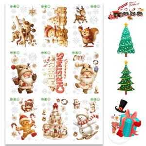 No&euml;L Autocollants Fenetre, 9 Feuilles Stickers Noel Fenetre R&eacute;utilisable, D&eacute;coration de No&euml;l Electrostatique PVC Amovibles 3D Autocollant Fen&ecirc;tre Stickers pour DIY Deco No&euml;L Int&eacute;rieur (GloriseGO, neuf)